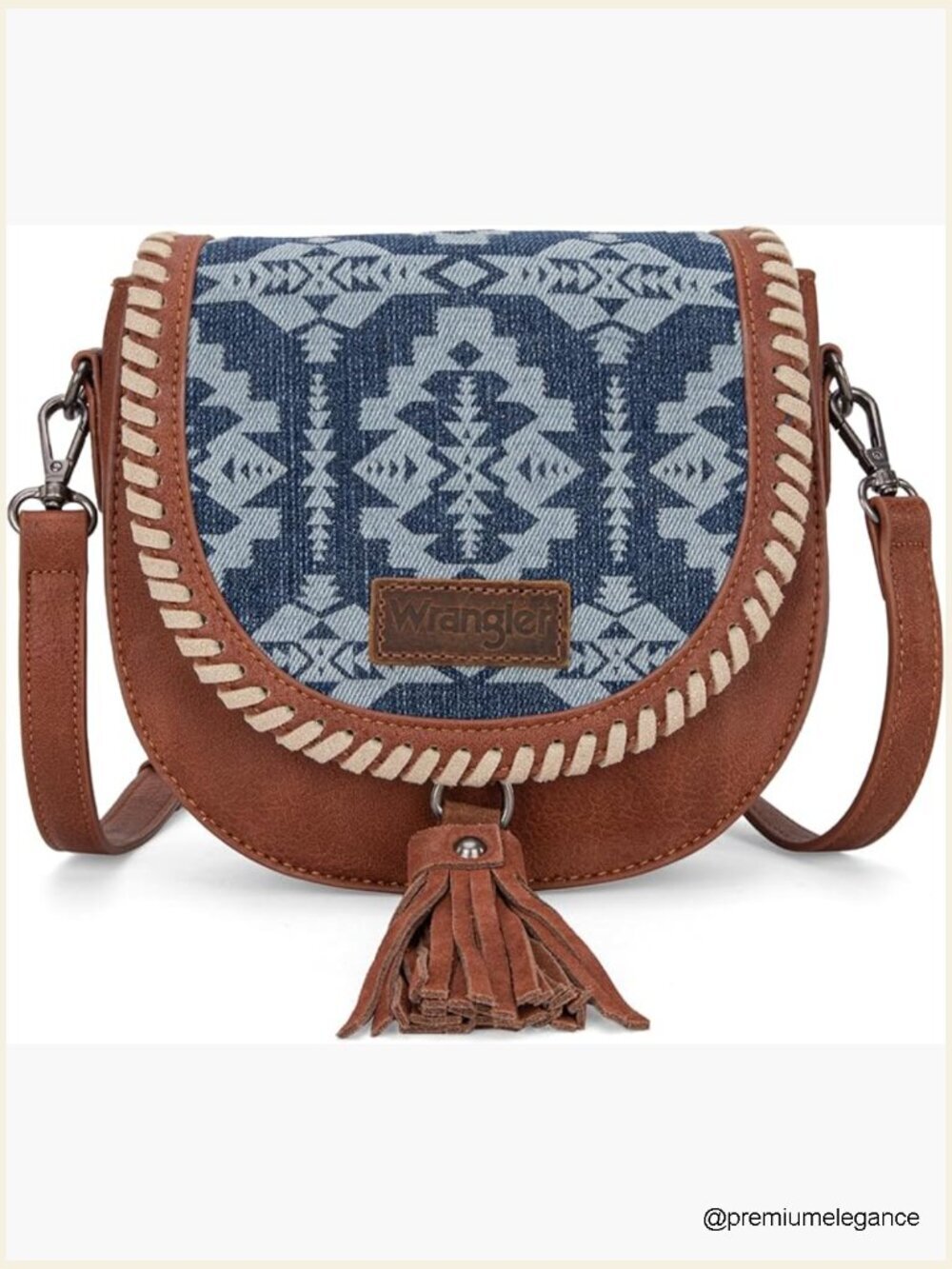 Vintage Western Saddle Bag Crossbody Purse Aztec Embossed Braid Satchel